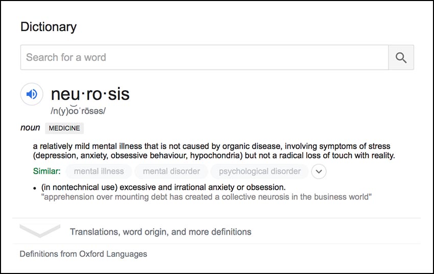 Meaning neurosis Neuroses and