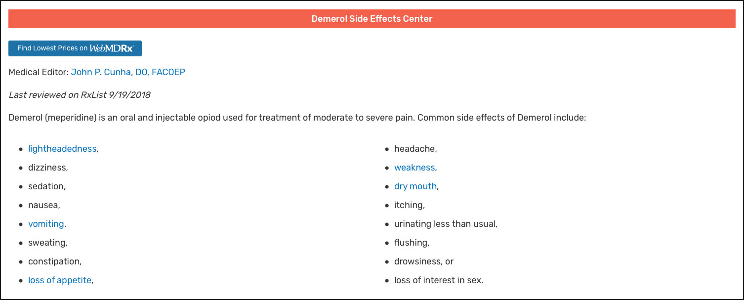 demerol side effects