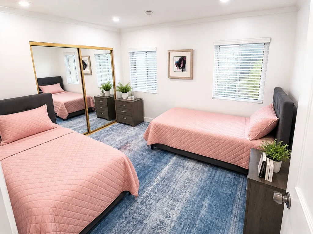 Shared bedroom with two beds at Revive Detox Los Angeles